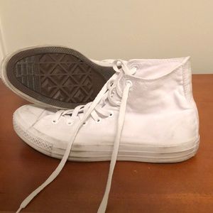 All white high top converse
